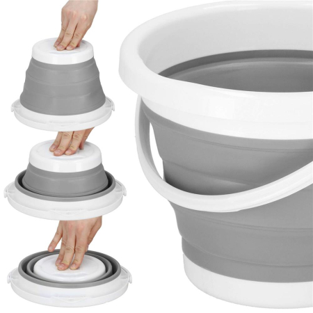 Lighean pliabil, rotund, din plastic si silicon, 25x19cm, 5litri, gri [16]