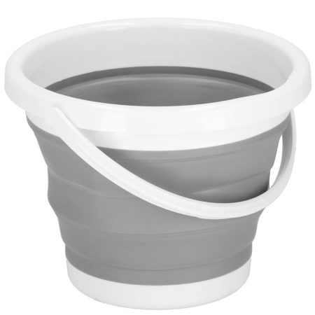 Lighean pliabil, rotund, din plastic si silicon, 25x19cm, 5litri, gri [19]