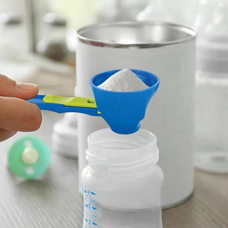 Lingura Gradata, , Tip Palnie, din Plastic, Coada Lunga, 8 x 8 x 3 cm, Albastru/Verde [1]