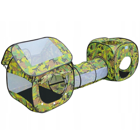 Disponibil livrare locker - Loc de joaca 3 in 1 pentru copii,multifunctional, casuta, tunel si cort, 230x70x85cm, culoare camuflaj