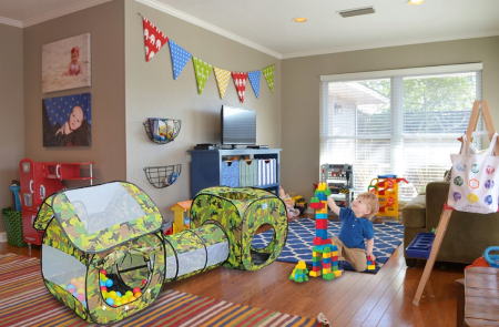 Loc de joaca 3 in 1 pentru copii,multifunctional, casuta, tunel si cort, 230x70x85cm, culoare camuflaj [3]