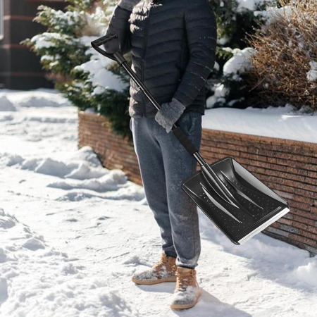 Lopata de Zapada, , Multifunctionala, Demontabila, cu Maner Antiderapant, Aluminiu, Plastic, Solutia pentru Iarna, pentru Deszapezire, 80x11x25.7 cm, Neagra [6]