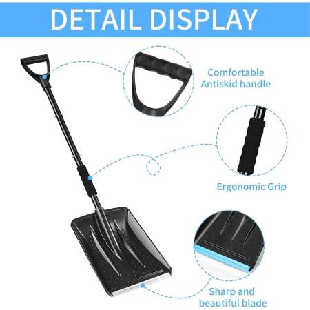 Lopata de Zapada, , Multifunctionala, Demontabila, cu Maner Antiderapant, Aluminiu, Plastic, Solutia pentru Iarna, pentru Deszapezire, 80x11x25.7 cm, Neagra [4]