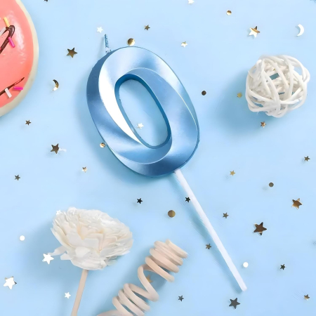 Lumanare Cifra 0, , Model Diamond, 5 x 3.4 cm, Albastru [2]