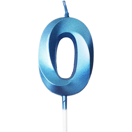 ✨TOATE PRODUSELE✨ - Lumanare Cifra 0, , Model Diamond, 5 x 3.4 cm, Albastru