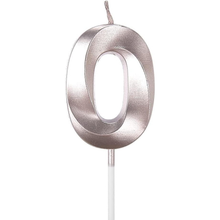 ✨TOATE PRODUSELE✨ - Lumanare Cifra 0, , Model Diamond, 5 x 3.4 cm, Argintiu