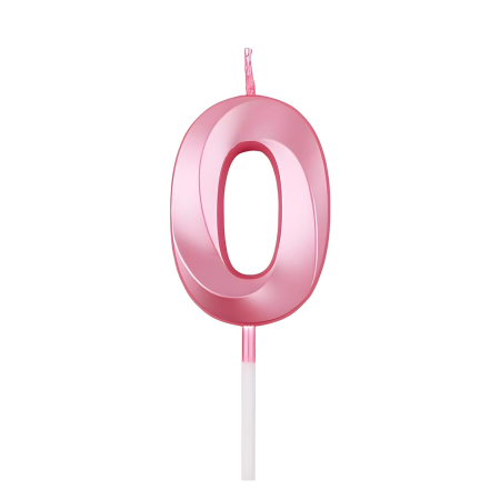 Lumanare Cifra 0, , Model Diamond, 5 x 3.4 cm, Roz [5]