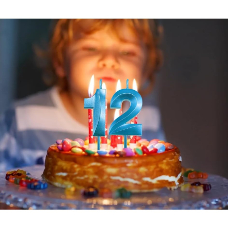 Lumanare Cifra 1, , Model Diamond, 5 x 3.4 cm, Albastru [4]