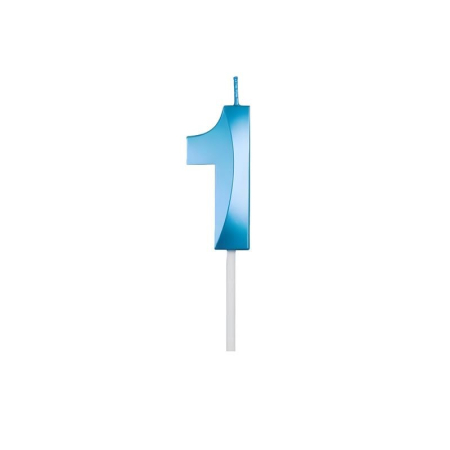 Lumanare Cifra 1, , Model Diamond, 5 x 3.4 cm, Albastru [7]