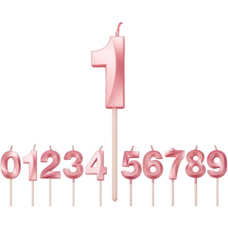 ✨TOATE PRODUSELE✨ - Lumanare Cifra 1, , Model Diamond, 5 x 3.4 cm, Roz