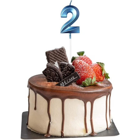 Lumanare Cifra 2, , Model Diamond, 5 x 3.4 cm, Albastru [2]