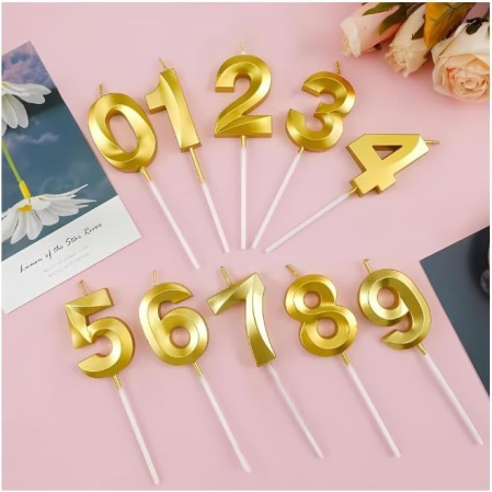 Lumanare Cifra 3, , Model Diamond, 5 x 3.4 cm, Auriu [4]