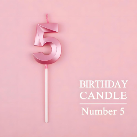 Lumanare Cifra 5, , Model Diamond, 5 x 3.4 cm, Roz [4]