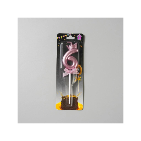 Lumanare Cifra 6, , Model Coroana cu Fundita, Pentru Tort, 6 x 2.5 cm Mov [1]