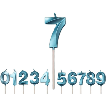 Lumanare Cifra 7, , Model Diamond, 5 x 3.4 cm, Albastru [4]