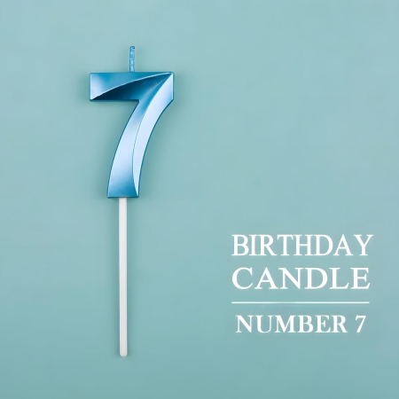 Lumanare Cifra 7, , Model Diamond, 5 x 3.4 cm, Albastru [5]