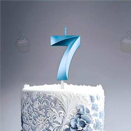 Lumanare Cifra 7, , Model Diamond, 5 x 3.4 cm, Albastru [6]