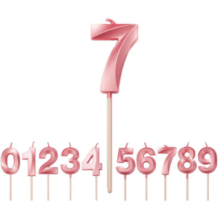 Lumanari si Toppere - Lumanare Cifra 7, , Model Diamond, 5 x 3.4 cm, Roz