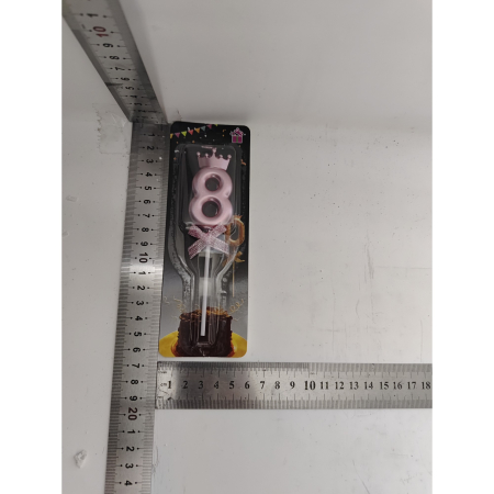 Lumanare Cifra 8, , Model Coroana cu Fundita, Pentru Tort, 6 x 2.5 cm Mov [5]