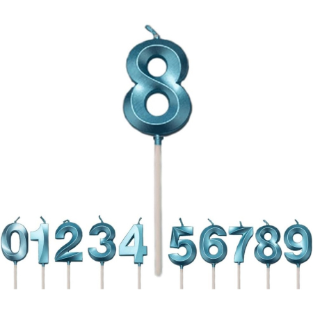 Lumanare Cifra 8, , Model Diamond, 5 x 3.4 cm, Albastru [4]