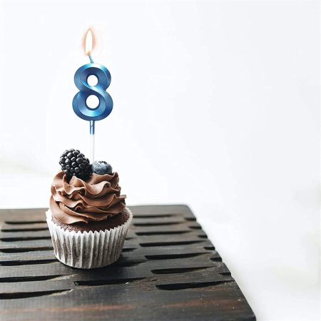 Lumanare Cifra 8, , Model Diamond, 5 x 3.4 cm, Albastru [1]