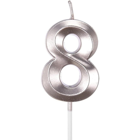 Lumanari si Toppere - Lumanare Cifra 8, , Model Diamond, 5 x 3.4 cm, Argintiu