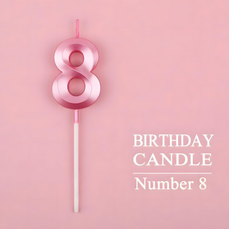 Lumanare Cifra 8, , Model Diamond, 5 x 3.4 cm, Roz [3]