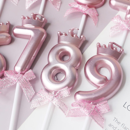 Lumanare Cifra 9, , Model Coroana cu Fundita, Pentru Tort, 6 x 2.5 cm Mov [1]