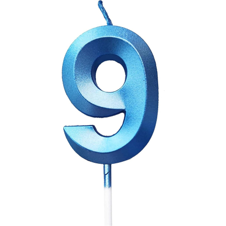 Lumanari si Toppere - Lumanare Cifra 9, , Model Diamond, 5 x 3.4 cm, Albastru