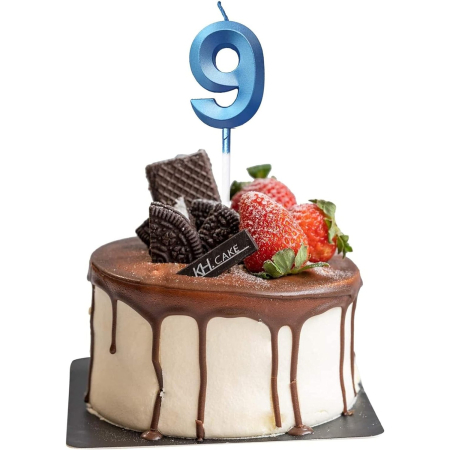 Lumanare Cifra 9, , Model Diamond, 5 x 3.4 cm, Albastru [2]