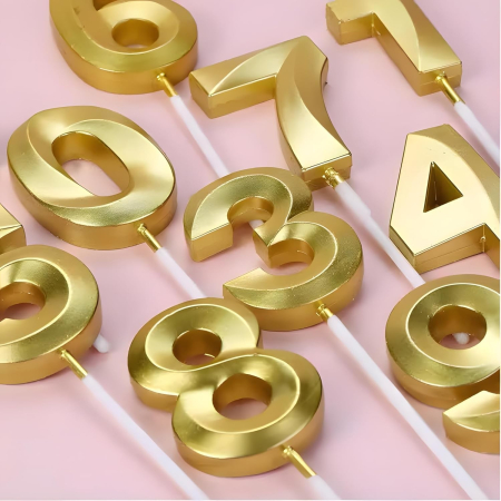 Lumanare Cifra 9, , Model Diamond, 5 x 3.4 cm, Auriu [4]