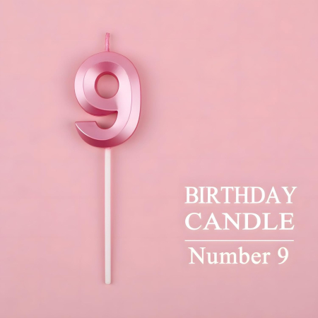 Lumanare Cifra 9, , Model Diamond, 5 x 3.4 cm, Roz [4]