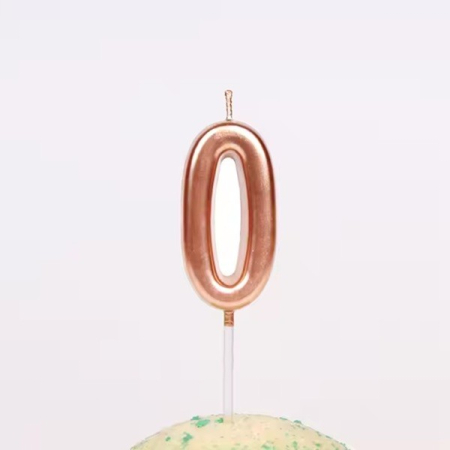Lumanare de Tort, , Model Cifra 0, Party, 4.5 x 2.5 cm, din Parafina, Rose Gold [4]