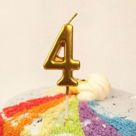 Lumanare de Tort, , Model Cifra 4, Party, 4.5 x 2.5 cm, din Parafina, Auriu [1]