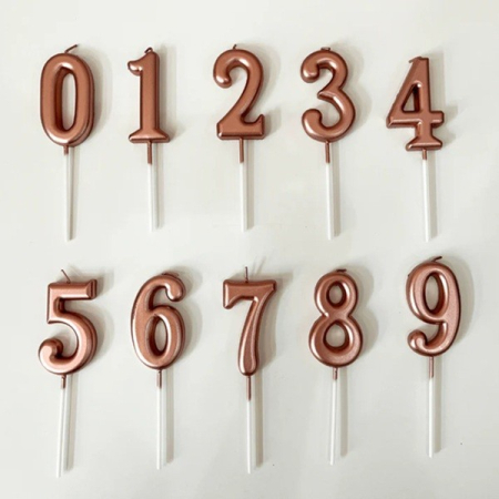 Lumanare de Tort, , Model Cifra 6, Party, 4.5 x 2.5 cm, din Parafina, Rose Gold [2]