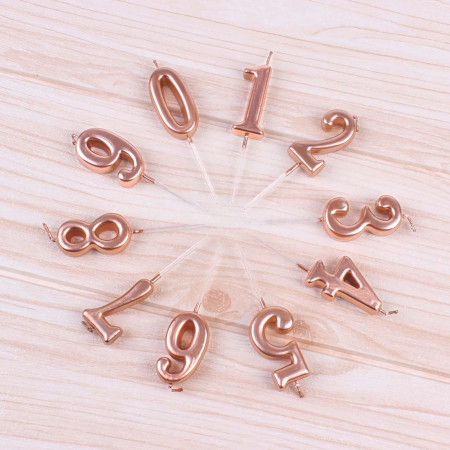 Lumanare de Tort, , Model Cifra 6, Party, 4.5 x 2.5 cm, din Parafina, Rose Gold [5]
