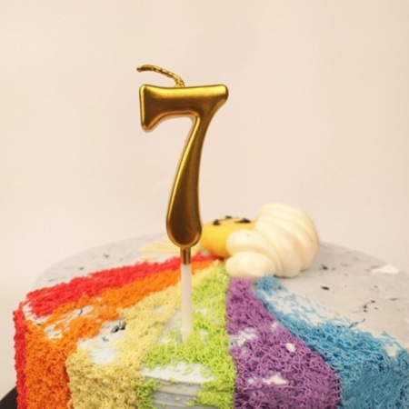 Lumanare de Tort, , Model Cifra 7, Party, 4.5 x 2.5 cm, din Parafina, Auriu [1]