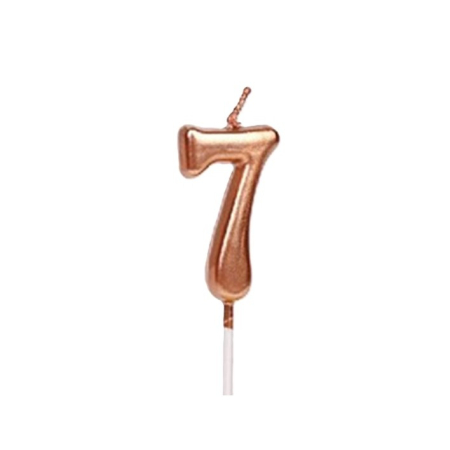 Lumanari si Toppere - Lumanare de Tort, , Model Cifra 7, Party, 4.5 x 2.5 cm, din Parafina, Rose Gold