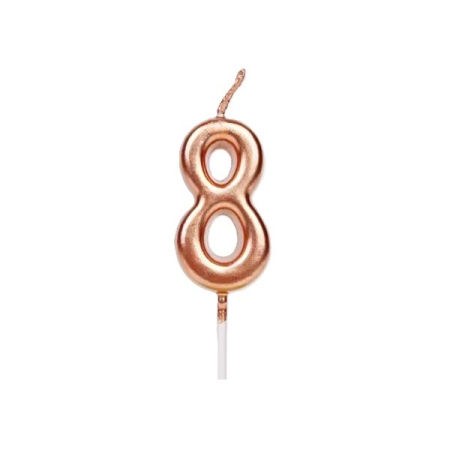 Lumanari si Toppere - Lumanare de Tort, , Model Cifra 8, Party, 4.5 x 2.5 cm, din Parafina, Rose Gold