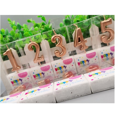 Lumanare de Tort, , Model Cifra 9, Party, 4.5 x 2.5 cm, din Parafina, Rose Gold [3]