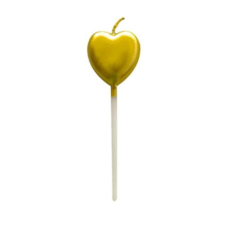 Lumanari si Toppere - Lumanare de Tort, , Model Inima, Party, 8.5 x 3 cm, Auriu