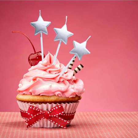 Lumanare de Tort, , Model Steluta, Party, 8.5 x 3.2 cm, Argintiu [2]