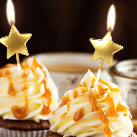 Lumanare de Tort, , Model Steluta, Party, 8.5 x 3.2 cm, Auriu [5]