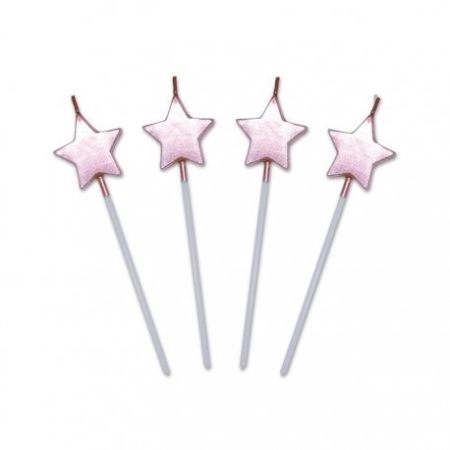 Lumanare de Tort, , Model Steluta, Party, 8.5 x 3.2 cm, Roz Auriu [3]