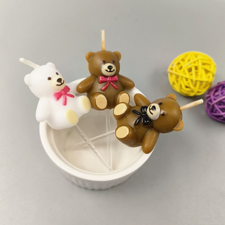 Lumanare de Tort, , Model Ursulet, Party, 8 x 3.2 cm, Maro [4]