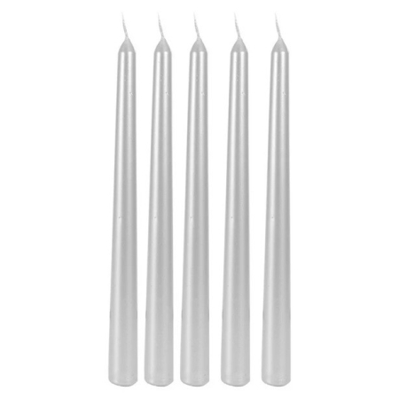 Lumanare Decorativa, , pentru Masa, 25 cm, din Parafina, fara Fum, Ardere 7.5h, Argintiu [5]