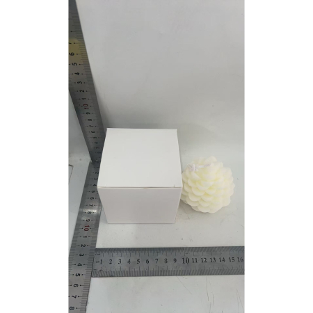 Lumanare Parfumata de Craciun, , Model Con de Pin, din Ceara de Soia, Cadou Creativ Handmade de Craciun, 7 x 6.5 x 6.5 cm, Alb [3]