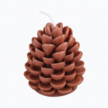Lumanari - Lumanare Parfumata de Craciun, , Model Con de Pin, din Ceara de Soia, Cadou Creativ Handmade de Craciun, 7 x 6.5 x 6.5 cm, Maro