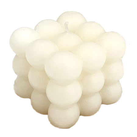 Lumanari - Lumanare Parfumata, , din Ceara De Soia, Model Cub, Gradient in 3 Culori Pale, 6x6x6 cm, Aroma de Musetel, Alb