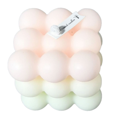 Lumanari - Lumanare Parfumata, , din Ceara De Soia, Model Cub, Gradient in 3 Culori Pale, 6x6x6 cm, Aroma de Piersici, Bej